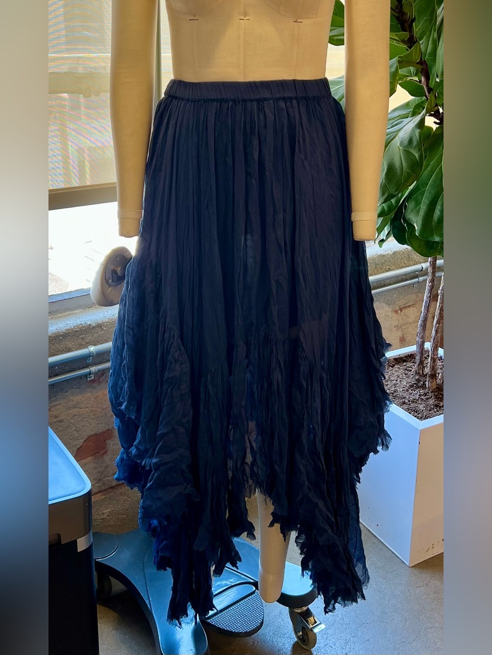 Free People Clover Handkerchief Hem Maxi Skirt in Navy - Picture 7 of 10